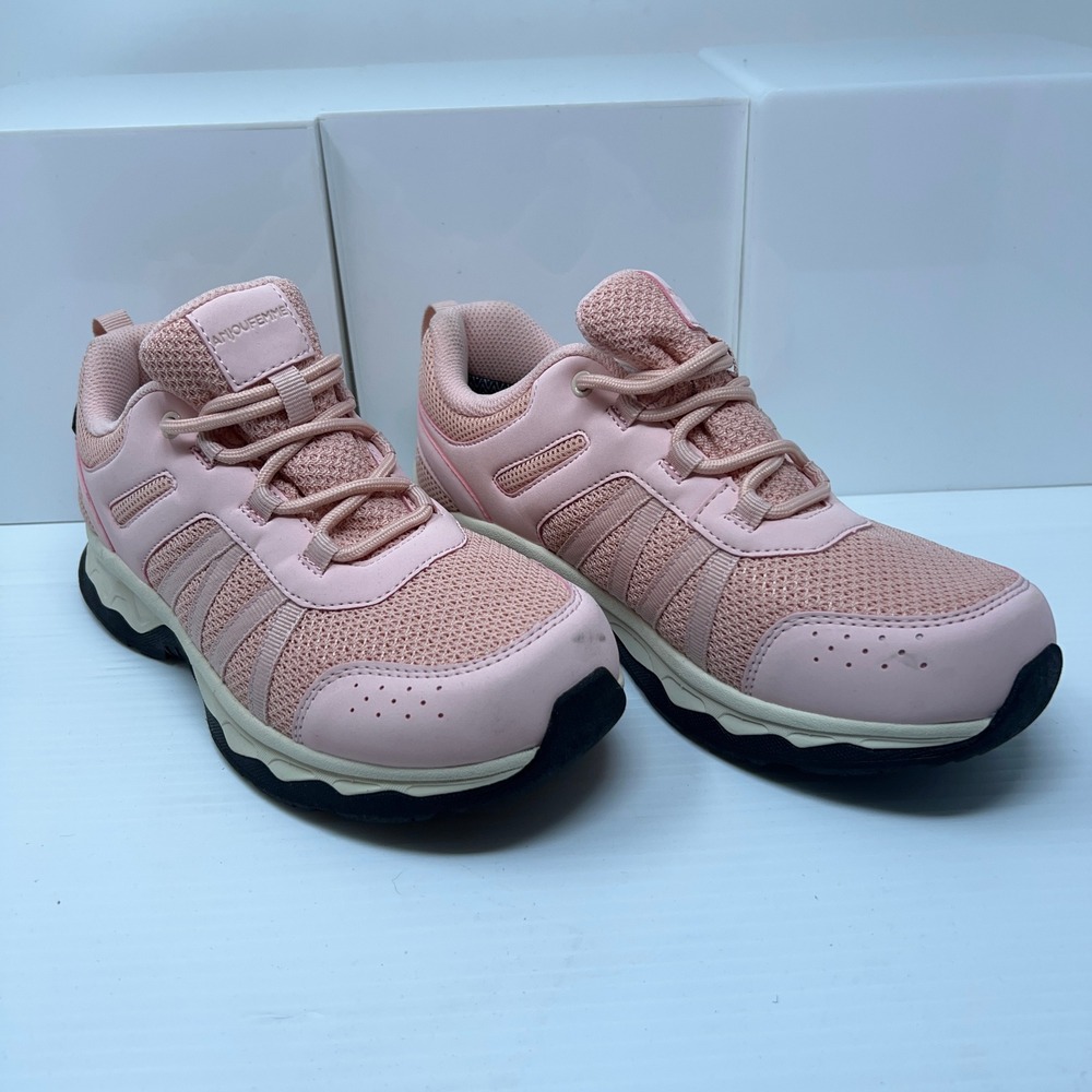 Anjoufemme Womens 8 Pink Waterproof Mesh Lace Up Walking Hiking Sneakers *Flaw